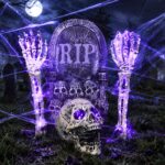 XIMISHOP Halloween Purple Lights Skeleton Stakes for Yard Garden Graveyard