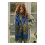 Xander Kostroma Royal Blue Paisley Pashmina with Tassels