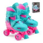 Xootz Kids Adjustable Quad Roller Skates Pink UK 13-3