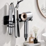 YIGII Hair Dryer Holder Wall Mounted, 3-in-1 Bathroom Hair Tools Organizer