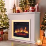 YITAHOME Fireplace, White Electric Fireplace and Surround Fireplace Suite 39 with Programmable 7day Remote Control, Modern Realistic LED Flame, with Timer and LED Light Strip, 26D x 100W x 80.5H