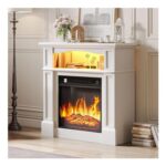 YITAHOME White 18-Inch Electric Fireplace with 16-Color LED Lighting
