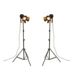 YUENSLIGHTING Industrial Black Tripod Floor Lamp Pack of 2