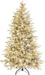 Yaheetech 5ft/1.5m Pre-lit Flocked Christmas Tree 200 Warm White LED Lights