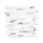 Yipscazo Peel-and-Stick Stone Metal Tile Backsplash 12×12 Marble White