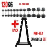 York Barbell PRO-Hex Dumbbells Bundle 120Kg RACK