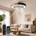 YuYe Ceiling Fan with Lighting, Fan Ceiling Light, 3 Color temperatures and 6 speeds LED Ceiling Fan with lamp, Quiet dimmable for Dining Room, Living Room, Bedroom (A)