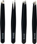ZHIYE Professional Eyebrow Tweezers, 4 Pcs Stainless Steel Precision Tweezers Set – Sold by yangyik / FBA
