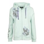 Zip Hoodie with Butterflies and Skulls Hoodie Jacket Mint
