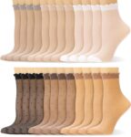 Zuimei 12 Pairs Womens Sheer Ruffle Socks UK 5-9