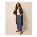 Zuri Zip Longline Cardigan – Brown
