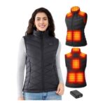 Zylyva Womens Heated Vest with 18400mAh 7.4V Battery, Black, S