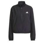 adidas Womens Train Essentials 3-Stripes Woven Warm-Up Jacket – Black, Size M