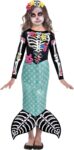 amscan Childs Girls Day Of The Dead Mermaid Halloween Fancy Dress Costume