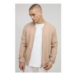 boohooMAN Regular Fit Smart Knitted Bomber Jacket