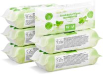 by Amazon Fresh Baby Wipes, 360 Wipes, 6 Pack of 60, Wipes Without Plastic