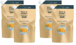 by Amazon Milk & Honey Hand Soap Refill, 4 x 1000ml (Pack of 4)
