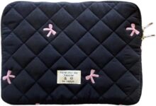 jingyuKJ Puffy Laptop Sleeve Bow Quilted Laptop Carrying Case Puffer Padded Laptop Sleeve Portable Puffy Carrying Laptop Case for Computer 11/13/15Inch