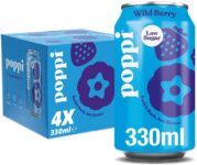 poppi Wild Berry Sparkling Soda 330ml Can 4 Pack