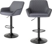 ralex-chair Bar Stools Set of 2, Height Adjustable Swivel Barstools, Grey