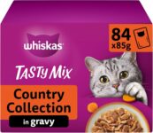 whiskas 1 Adult Tasty Mix in Gravy 84 Pouches, Adult Wet Cat Food, Country Collection, Megapack (84 x 85 g)