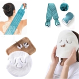 1 HOT Compress Face Towel & 3PC SPA Bath Scrubber Set -Facial SPA Towelling Mask, Facial Steaming Mask, HOT & Cold Compress
