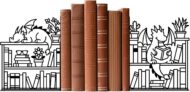 1 Pair Book Ends for Shelves, Creative Black Metal Bookends, Dragon & Bookshelf Shape Book Holder, Quirky Books Organiser Stopper for Home Office Bookworms Bookshelf Accessories(Dragon)