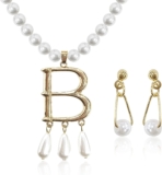 1 Piece of Alphabet Pearl Necklace and 1 Pair of Pearl Earrings, Pearl Necklace for Women, Artificial Jewelry, Clothing Accessories, Jewelry Jewelry, Exquisite and Elegant Jewelry, Jewelry Set