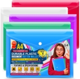 10 A4 / Foolscap Bright Transparent Popper Wallet/Paper Wallets – Assorted Colours
