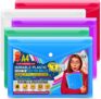 10 A4 / Foolscap Bright Transparent Popper Wallet/Paper Wallets – Assorted Colours