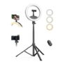 10-Inch Rechargeable Ring Light with 195cm Tripod Stand
