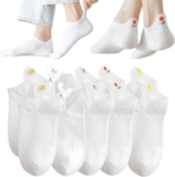 10 Pairs of Womens Socks Size 36-42 White Cotton Sneaker Socks Comfortable Short Sports Everyday Fun Gift Leisure Fitness