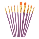 10-Piece Nylon Hair Flat Paint Brush Set (Purple)