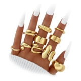 10 Piece Thick Gold Stacking Rings Set