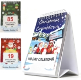 100 Day Christmas Countdown Calendar 2026 with Week Dates,2026 Xmas Advent Calendar for 100 Days,Count down to Christmas,Desktop Advent Calendar for Home Office Room Desk Decor Xmas Decorations Gifts