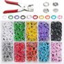 100 Sets Metal Press Studs with Pliers, 400 Pieces Colourful Hollow Sewing Press Studs for Mixing in DIY Craftwork on Clothing (9.5 mm)