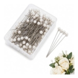 100 Steel Pearl Pins with round Faux Pearls for Weddings