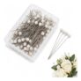 100 Steel Pearl Pins with round Faux Pearls for Weddings