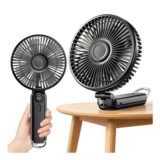 10000mAh USB Rechargeable Desk/Handheld Fan, 6-Inch Foldable, 5 Speeds