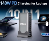 1000W GaN4 Fast Charger with TFT Display, 10-Port PD140W/100W QC20W Multi-Port Desktop Charging Station (Shenzhen Aibo Technology Co.,Ltd)