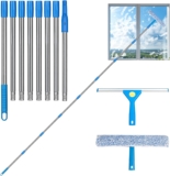 10Ft (3m) Window Cleaning Equipment with Long Handle, Window Cleaning Kit with 35cm Silicone Squeegee and Scrubber for Windows Shower Glass Car RV Glass Cleaning Tools