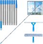 10Ft (3m) Window Cleaning Equipment with Long Handle, Window Cleaning Kit with 35cm Silicone Squeegee and Scrubber for Windows Shower Glass Car RV Glass Cleaning Tools