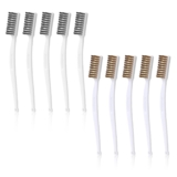 10pcs Wire Brushes for Cleaning, 5 Stainless Steel Wire Brushes & 5 Brass Reinforced Bristle Cleaning Tools for Kitchen Industrial Welding Slag Walnut Carving Gaps