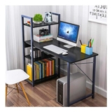 110cm Computer Desk with Storage Shelves, Black Willow