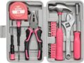 11PCS Household Hand Tools Kit DIY Hand Tool Toolbox Set with Storage Case Including Daily Repair Small Tool for Home Use (Red)