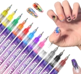 12 Colors 3D Nail Art Pens Set, Nail Polish Pens Waterproof Quick Dry 0.5MM for Nails Art Design, Acrylic Paint Polish Point Dotting Liner Tools for Home & Salon DIY