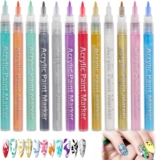 12 Colors Nail Art Pens Set,Acrylic Paint Nail Art Markers,Nails Polish Pens,Quick-Dry 3D Nails Art Pen for Diy Polishing,Dotting & Liner Work,Nail Art Kit for Home & Party,0.7mm