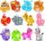 12 PCS Pop Fidget Toys Party Bag Fillers, Cartoon Animals Pop Poppet Keyrings for Kids Birthday Party Bag, Classroom Prizes, Student Gifts Fillers