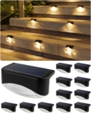 12 Pack Solar Fence Lights, IP65 Waterproof LED Solar Step Lights Outdoor, Solar Lights Outdoor Garden for Stairs, Fences, Railings, Yards, Pathways and Garden Decorations (Warm White)