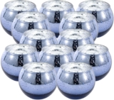 12 Pack Transparent Wish Candle Holders,Clear Christmas Candle Holders for Table Decorations, Wedding & Home Centerpiece, Crystal Votive Holders for Tealight Candles, (Blue)